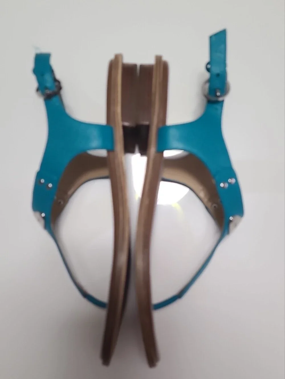 Michael Kors Turquoise T-Strap Sandals with Silver Logo Size 7.5